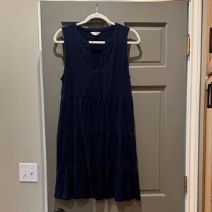 crown & ivy Navy Textured V-Neck Dress